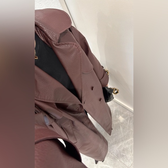 Jackets & Blazers - Elegant Burgundy Women's Trench Coat